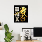 Classic Bmx Bike | Bmx Silver Gold Poster Print (Heimbüro)