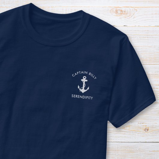 Classic Boat Anchor Captains Navy Blue T-Shirt