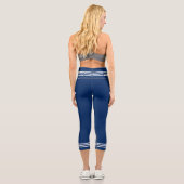Classic Boat Anchor Stylish Navy Blue White Strip Capri Leggings (Rückseite)