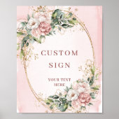 Classic Bohemian Light Pink Flowers Custom Sign Poster (Vorne)