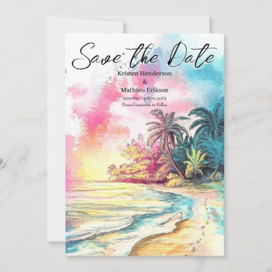 Classic Boho Beach Wedding Save The Date (Vorderseite)