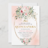 Classic Boho Blush Pink Floral Rustic Quinceañera Einladung (Vorderseite)