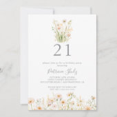 Classic Boho Blush Wildblume 21. Geburtstag Party Einladung (Vorderseite)