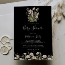 Classic Boho Blush Wildblume Black Baby Dusche