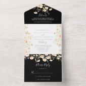 Classic Boho Blush Wildblume Black Wedding All In One Einladung (Innen Boden)