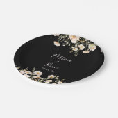 Classic Boho Blush Wildblume Black Wedding Cake Pappteller (Schrägansicht)