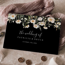Classic Boho Blush Wildblume Black Wedding Gästebuch