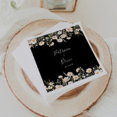 Classic Boho Blush Wildblume Black Wedding Napkin Serviette