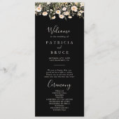 Classic Boho Blush Wildblume Black Wedding Programm (Vorderseite)