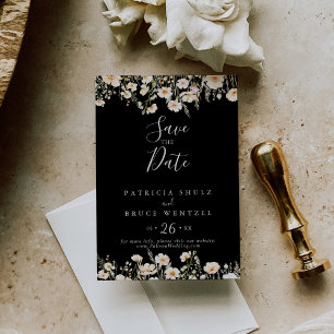 Classic Boho Blush Wildblume Black Wedding Save The Date