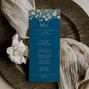 Classic Boho Blush Wildblume Dinner Menükarte