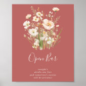 Classic Boho Blush Wildblume Hochzeit Open Bar Poster (Vorne)