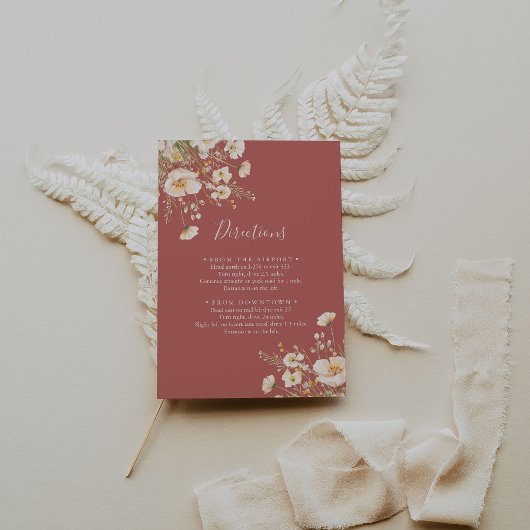 Classic Boho Blush Wildblume Hochzeitrichtungen Begleitkarte