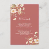 Classic Boho Blush Wildblume Hochzeitrichtungen Begleitkarte (Vorderseite)
