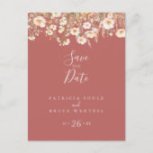 Classic Boho Blush Wildblume Save the Date Postkarte (Vorderseite)