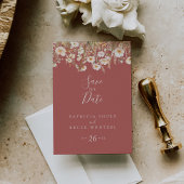 Classic Boho Blush Wildblume Save the Date Postkarte