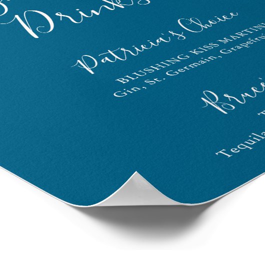 Classic Boho Blush Wildblume Signature Drinks Poster (Ecke)