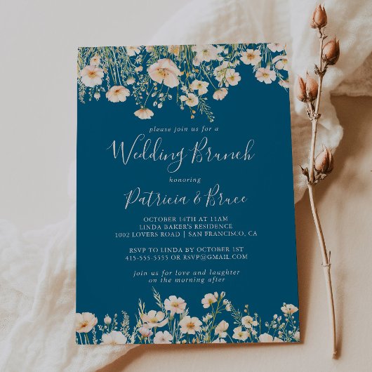 Classic Boho Blush Wildblume Wedding Brunch Einladung