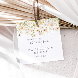 Classic Boho Blush Wildblume Wedding Geschenkanhänger