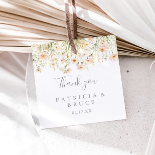 Classic Boho Blush Wildblume Wedding Geschenkanhänger