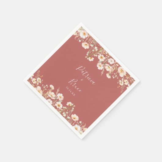 Classic Boho Blush Wildblume Wedding Napkin Serviette (Ecke)