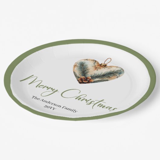 Classic Boho Botanical Christmas Bouquet Plates Pappteller (Schrägansicht)