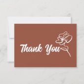 Classic Boho Burnt Orange Floral Sketch Dankeskarte (Vorderseite)