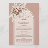 Classic Boho Dusty Rose Pampas Floral Wedding Menu Menükarte (Vorderseite)