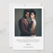Classic Boho Minimalist Script Wedding Photo Dankeskarte (Rückseite)