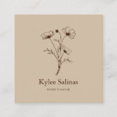 Classic Boho Minimalistisch Floral Event Planner Quadratische Visitenkarte (Vorderseite)