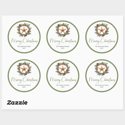 Classic Boho Neutral Color Christmas Round Sticker (Blatt)