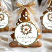 Classic Boho Neutral Color Christmas Round Sticker