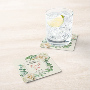 Classic Boho Rose Floral Brautparty Rechteckiger Pappuntersetzer