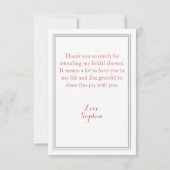 Classic Boho Rose Floral Brautparty Vielen Dank Dankeskarte (Rückseite)