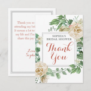 Classic Boho Rose Floral Brautparty Vielen Dank Dankeskarte
