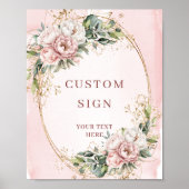 Classic Boho Rose Gold Eucalyptus Custom Sign Poster (Vorne)