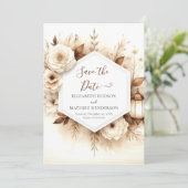 Classic Boho Rustic Wedding Save The Date (Stehend Vorderseite)