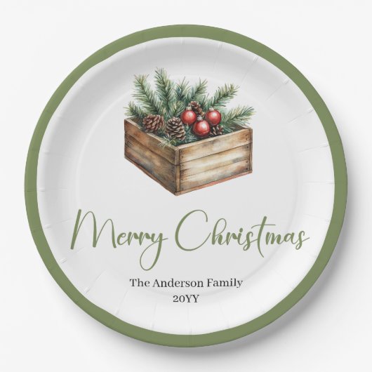 Classic Boho Scandinavian Christmas Tree Plates Pappteller (Vorderseite)