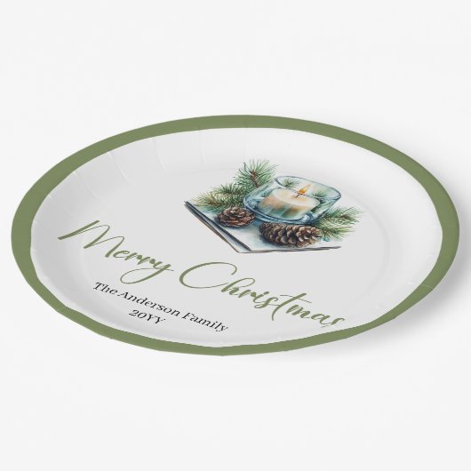 Classic Boho Scandinavian Christmas Wreath Plates Pappteller (Schrägansicht)