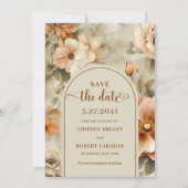 Classic Boho Terra Cotta Olive Floral Save Date Einladung (Vorderseite)