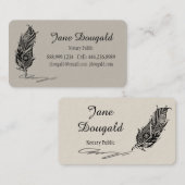 Classic Boho Tribal Folk Art Feather Pen Notar Visitenkarte (Vorne/Hinten)