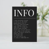 Classic Bold Big Monogram Details Onyx Tuxedo Info Begleitkarte (Stehend Vorderseite)