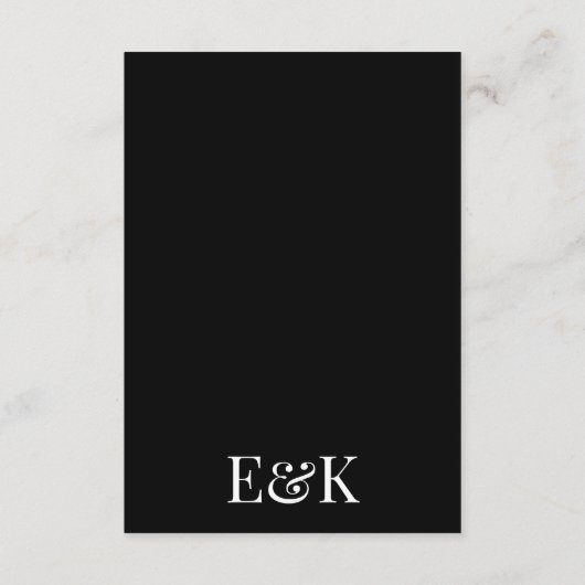 Classic Bold Big Monogram Details Onyx Tuxedo Info Begleitkarte (Rückseite)