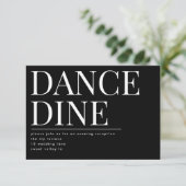 Classic Bold Big Monogram DINE DANCE Empfang Begleitkarte (Stehend Vorderseite)
