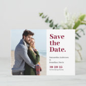 Classic Bold Burgundy Typografie Save The Date (Stehend Vorderseite)