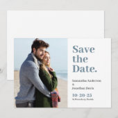 Classic Bold Dusty Blue Typografy Save The Date (Vorne/Hinten)