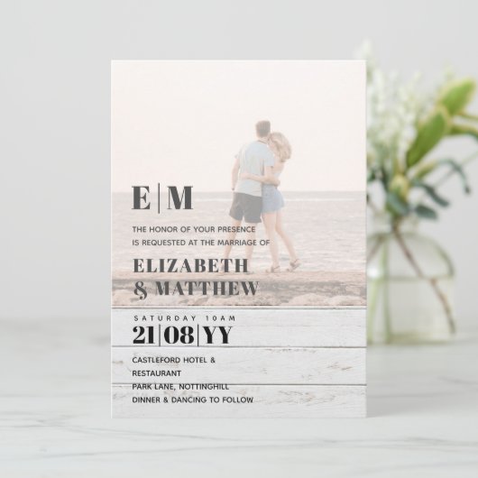 Classic BOLD FOTO OVERLAY Wedding Einladung (Stehend Vorderseite)
