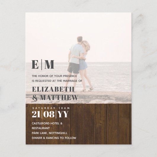 Classic BOLD FOTO OVERLAY Wedding Invite BUDGET Flyer (Vorne)