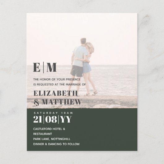 Classic BOLD FOTO OVERLAY Wedding Invite BUDGET Flyer (Vorne)