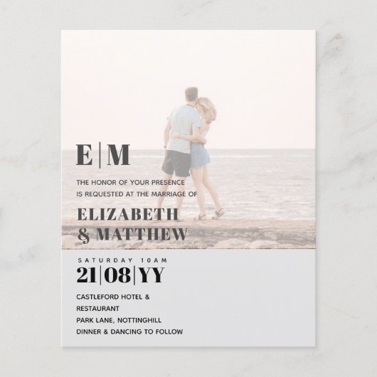Classic BOLD FOTO OVERLAY Wedding Invite BUDGET Flyer (Vorne)